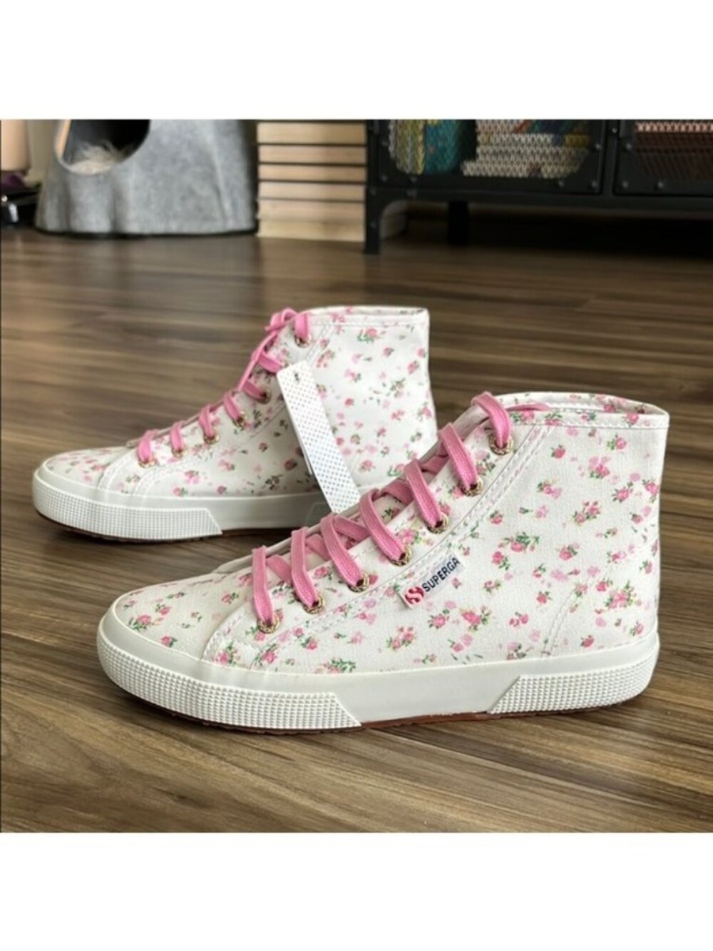 Superga Fantasia Floral Print High Top Lace Up Canvas Sneakers